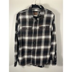 Orvis Brown Plaid Men's Medium Long Sleeve Button Heavy Shirt Jacket Shacket (E)